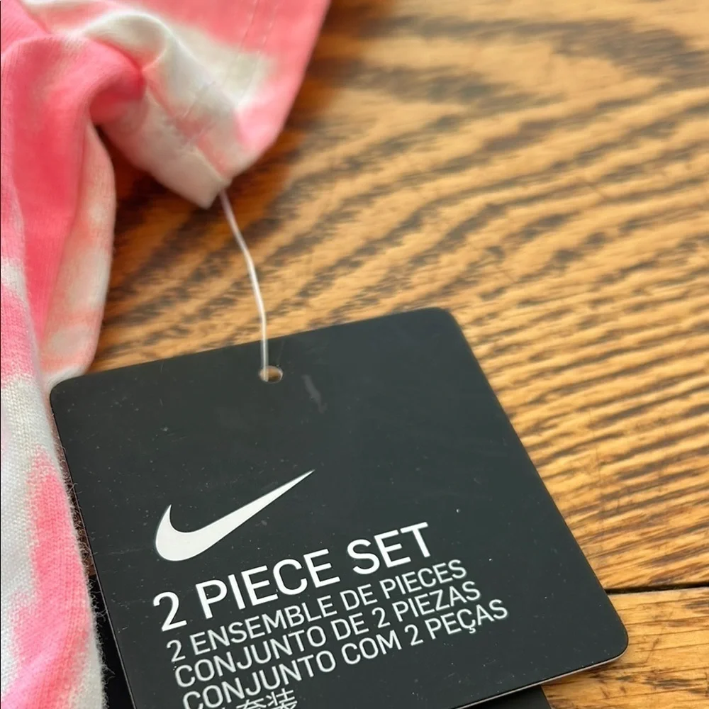 Nike Pink Tie-Dye Onesie and Black Leggings Set